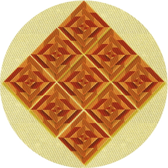 Ahgly Company Indoor Round Patterned Orange Red Orange Area Rugs, 3' Round