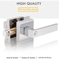 thumbnail image 3 of LASIEYO Privacy Door Handle with Lock, Square Heavy Duty Door Handle Lever Set, Interior Passage Door Knob Keyless Door Handles for Bathroom Bedroom Left Right Sided Doors, Silver, 3 of 11