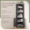 thumbnail image 6 of VECELO Tall Corner Cabinet, Wooden Freestanding Storage Cabinet with 3 Open Shelves & 2 Doors, Adjustable Shelves, Large Capacity Storage Organizer for Bathroom, Living Room, Kitchen, Grey, 6 of 12