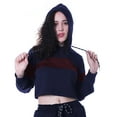 thumbnail image 2 of Moomaya Color Block Crop Hoodie Drawstring Pullover Casual Sports Jacket For Women-17, 2 of 7