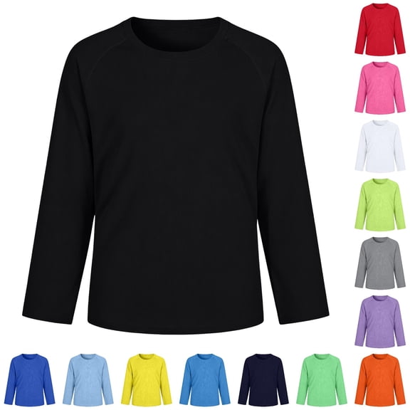 XAOFW Mesh Raglan T Shirts For Boys Lightweight Solid Color Long Sleeve Crewneck Tees Autumn Winter Kids T-Shirts Stylish Top 3-4 Years