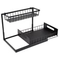 thumbnail image 1 of Organizador de gabinete con cajón extraíble, organizador debajo del fregadero en forma de L, organizador debajo del fregadero, organizador de cocina debajo del gabinete, instalación sin esfuerzo, 1 of 12
