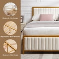 thumbnail image 4 of VECELO Queen Size Metal Platform Bed Frame, Modern Upholstered Bed Frame with Velvet Tufted Headboard and Footboard, No Box Spring Needed, Gold & Beige, 4 of 14