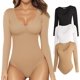 thumbnail image 1 of MANGOPOP Body de Manga Corta con Cuello en V Profundo y Manga Larga para Mujer Ropa, 1 of 4