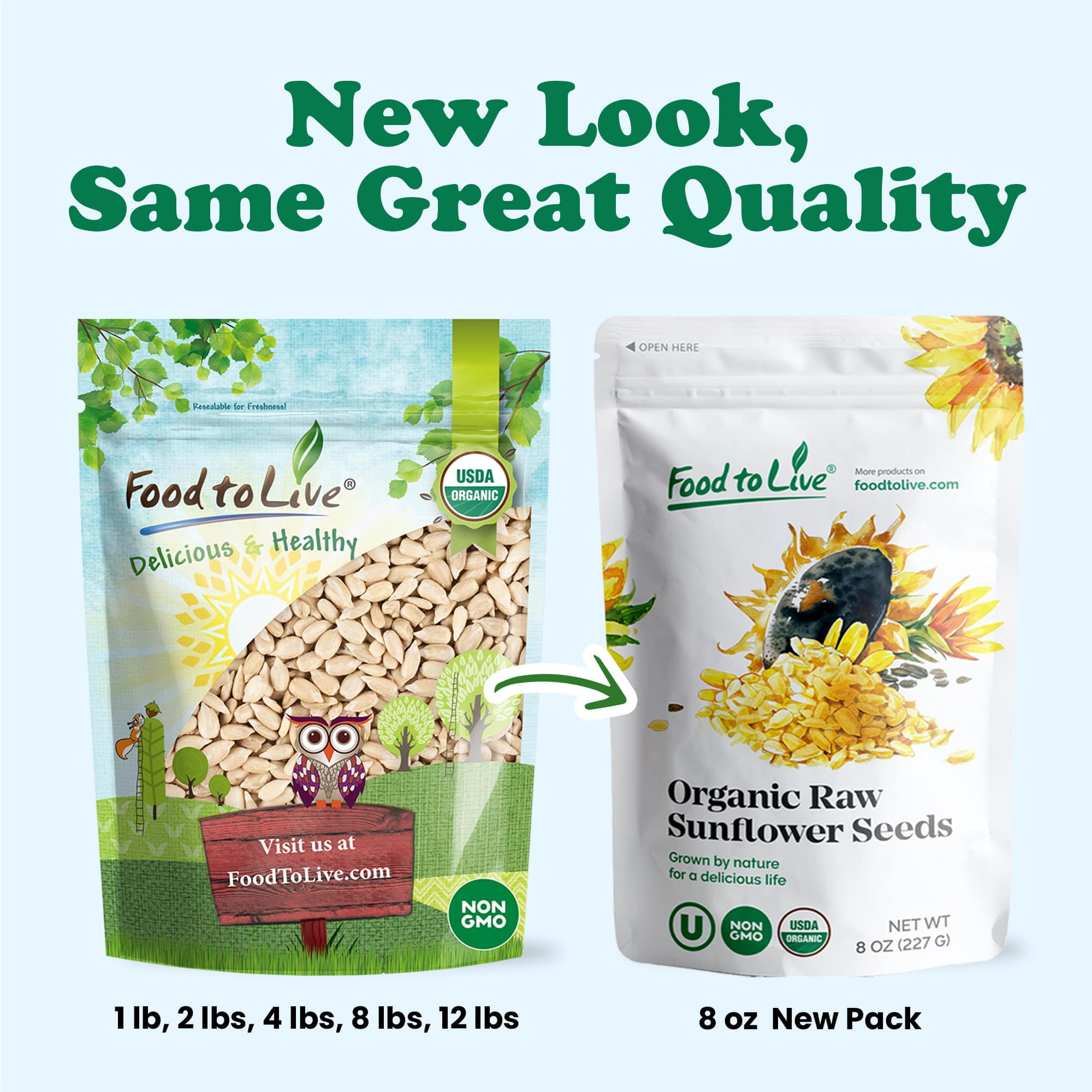 Food to Live, Organic Raw Sunflower Seeds, 8 Pounds, Non-GMO, Raw, Kosher