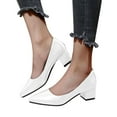 thumbnail image 3 of HSMQHJWE Low Heel Pump Shoes Women's Closed Toe Dressy Pump Formal Block Heeld Shoes for Party Wedding Leather White 8.5, 3 of 6