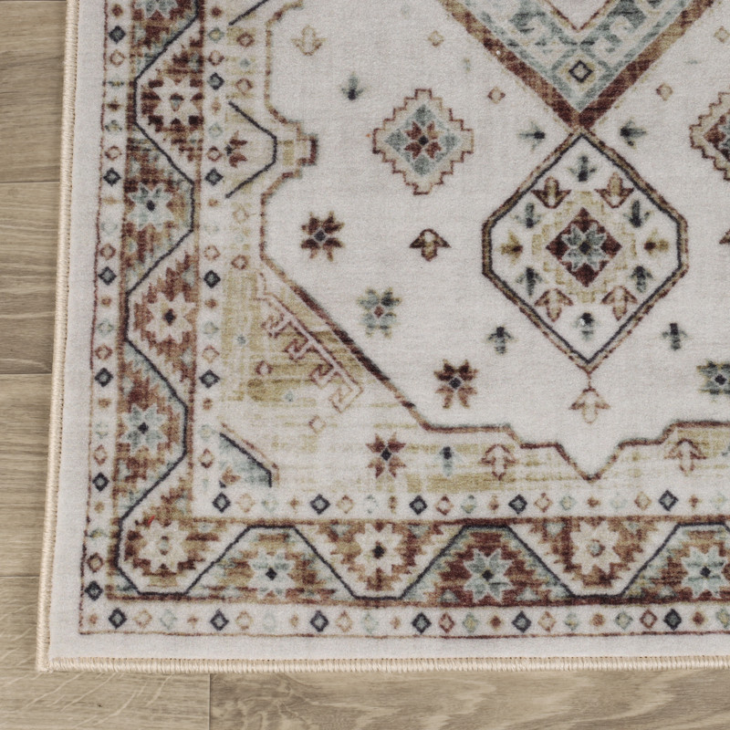 Superior Burj Ivory Medallion Washable Indoor Runner Rug, 2' 7" x 6', Ivory