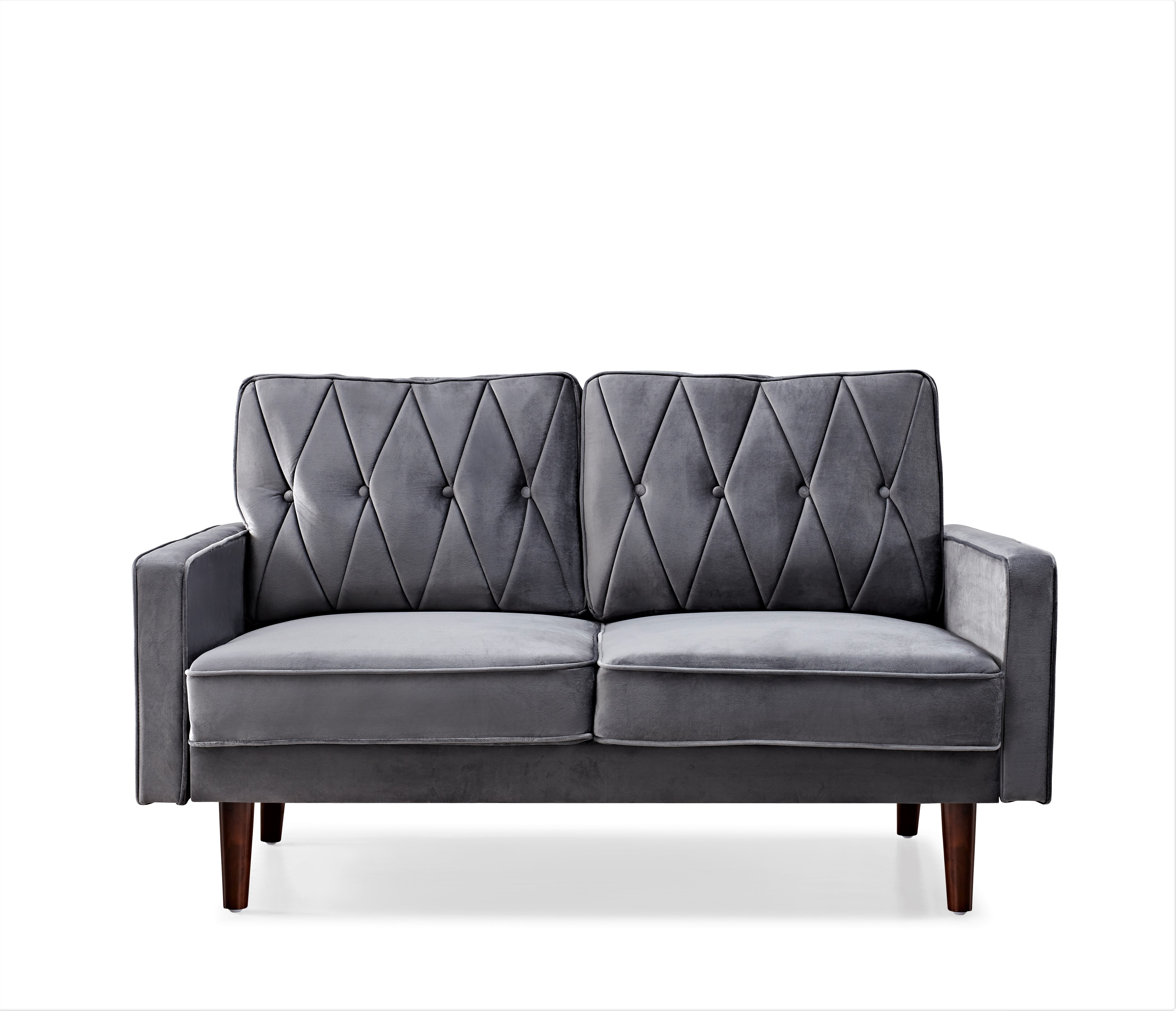 US Pride Furniture Tufted Cushion Back 57.5" Loveseat, Gray Velvet