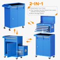 thumbnail image 6 of SUNCROWN 5-Drawer Rolling Tool Chest, Storage Cabinet with Detachable Top Tool Box, Tool Chest with Universal Lockable Wheels, Metal Tool Cart for, Workshop, Barbershop（Blue）, 6 of 7