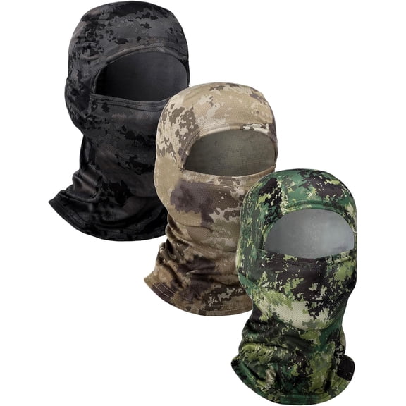Minzimin 3 Pcs Camo Face Mask Ski Mask for Men Women Windproof Full Face Balaclava UV Protection for Skiing Cycling Hunting