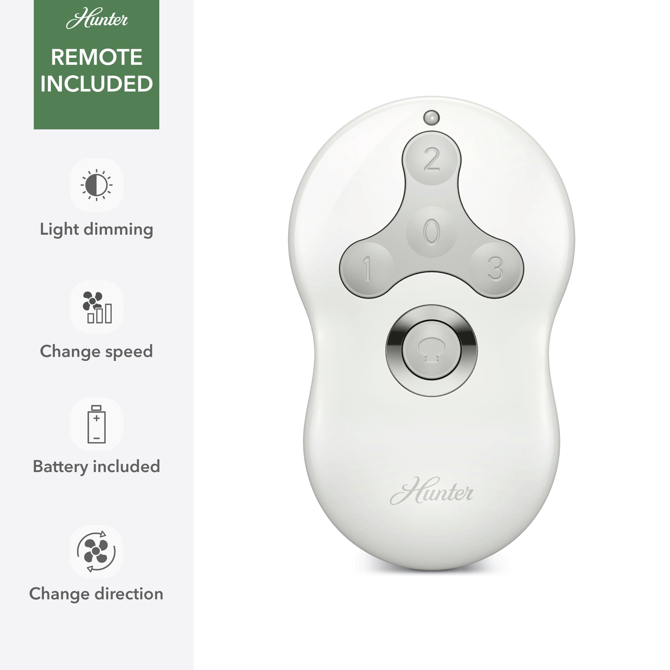 Hunter 52 inch Indoor Ceiling Fan with LED Light and Remote Control - White Modern Ceiling Fan, Low Profile Mount, 4 Blades, For Bedroom, Living Room, or Kitchen, Quiet - Dempsey 59242, Fresh White