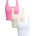 thumbnail image 1 of SURJDE Women's 3 Piece Tank Tops Ribbed Seamless Workout Exercise Shirts Yoga Crop Tops, 1 of 5