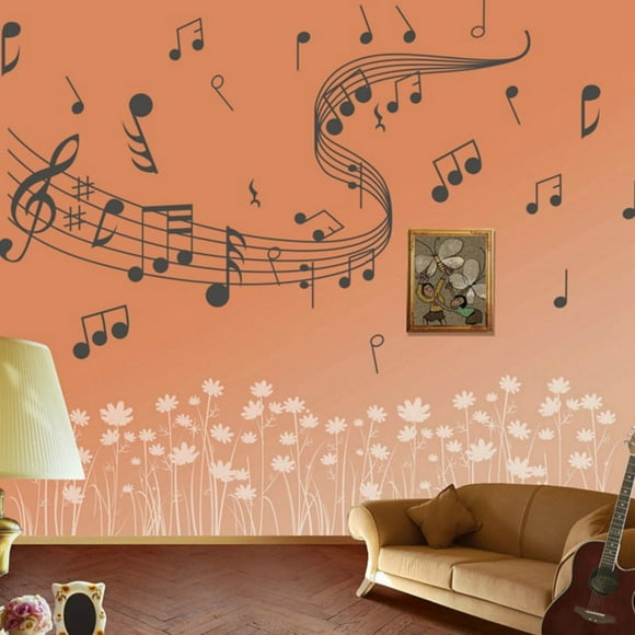 Pegatina de Pared de 2pcs, Calcomanía de Pared Extraíble Ecológica, Sala de Cama de Nota de Música para Sala de Estar