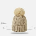 thumbnail image 6 of Eoperou Knitted Hat Pompom Handmade Thickened Plush Lining Solid Color Keep Warm Woolen Yarn Autumn Winter Women Beanie Cap for Outdoor, 6 of 8