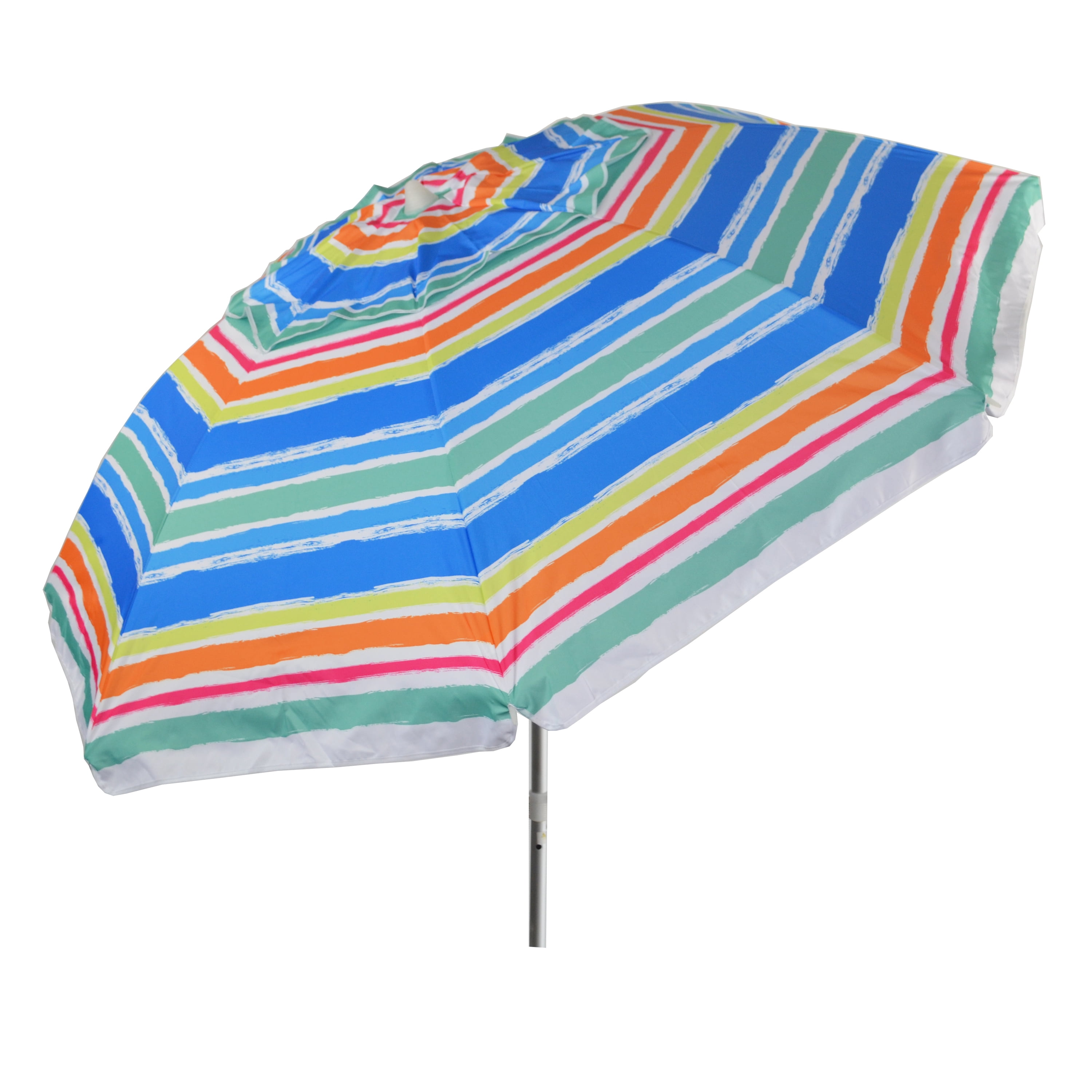 DestinationGear 7 ft Multi-Color Striped Beach Umbrella, UV Resistant