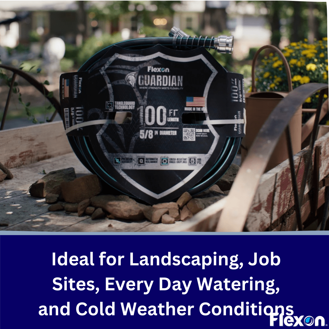 Flexon 5/8" x 50 ft. Guardian Heavy Duty Kink Resistant Garden Hose with TangleGuard Technology – Durable, Flexible, Tangle-Free Watering,  Ideal for Lawn, Garden, and Outdoor Use