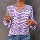 thumbnail image 4 of Camiseta suelta estampada a la moda para mujer Blusa de manga larga con cuello en V Tops casuales Fridja  bvmnju3674, 4 of 6