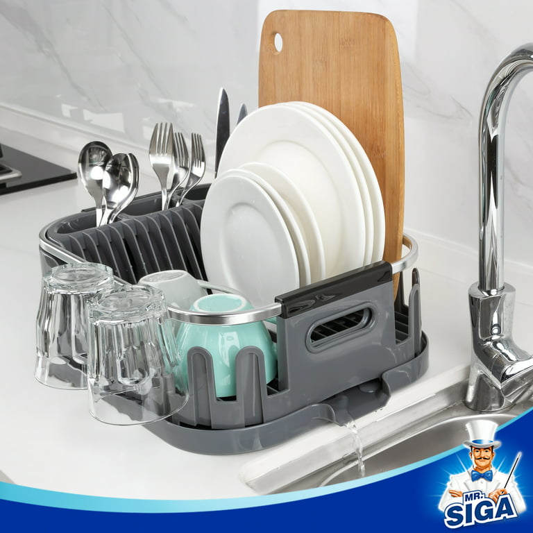 MR.Siga Dish Drying Rack for Kitchen Counter, Compact Dish Drainer