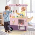 thumbnail image 2 of OLAKIDS Wooden Grocery Store Marketplace Toy, Market Stand Shop Pretend Play Set with Universal Wheel Food Scale Cash Register Beverage Rack 30 Accessories Gift for Ages 3+, 2 of 9