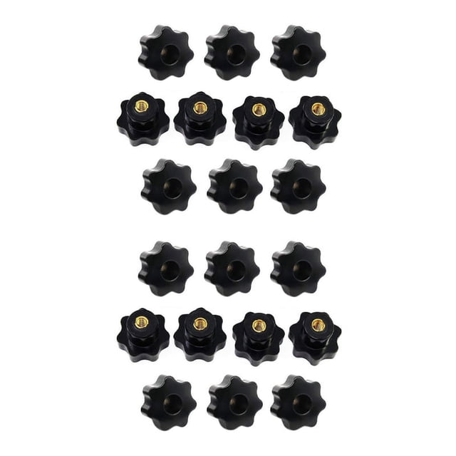 20 Piezas M6 Tornillos de Perilla Hembra M6 x 32 mm Hembra Roscada Cabeza de Estrella Perilla de Sujeción Agarre Negro