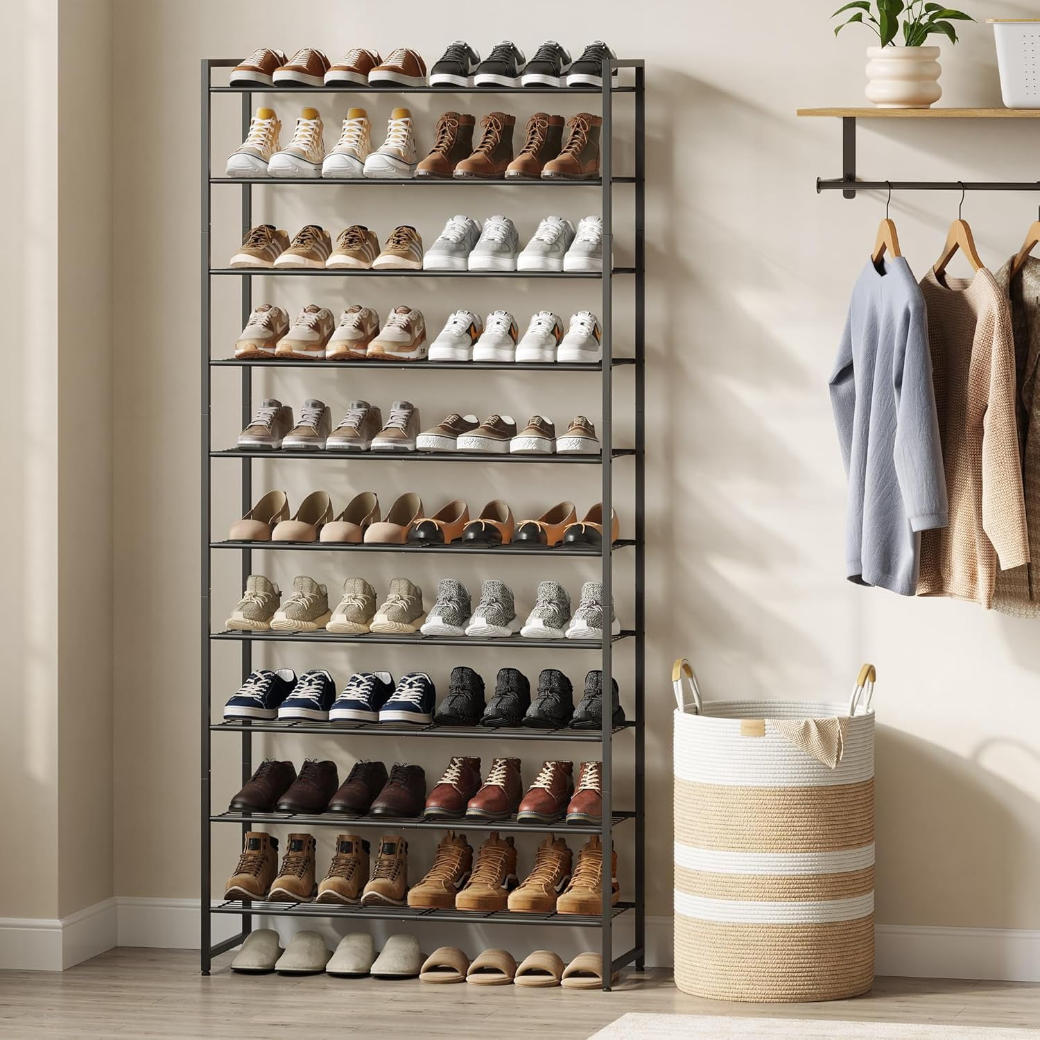 Shoe Rack for Closet, Metal Shoe Organizer, 8 Tier Garage Shoe Rack Max Holds 40 Pairs,Shoe Storage Shelf,Entryway