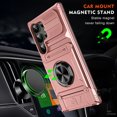 thumbnail image 4 of ELEHOLD for Samsung Galaxy S24 Ultra Rugged Hard Case with Metal Ring Holder Kickstand Work with Magnetic Car Mount Hidden Card Slot Pocket Shockproof Armor Cover with 1 Pack Screen Protector,Rosegold, 4 of 7