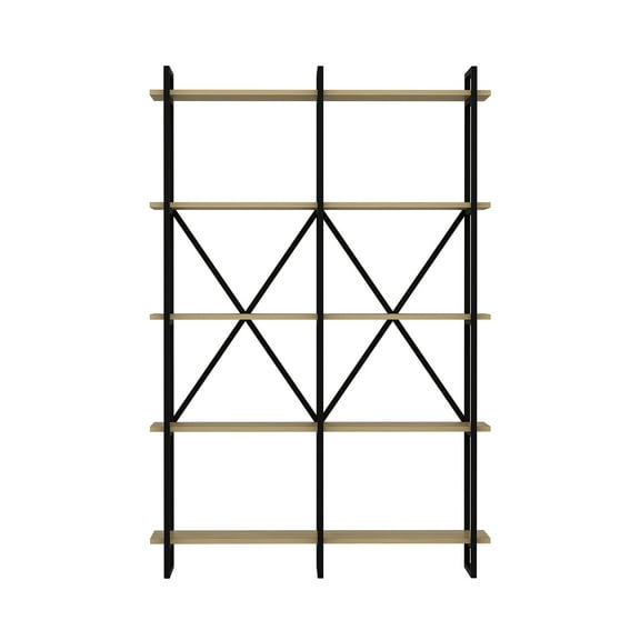 Ada Home Decor ElstonIV 4 Tier Open Shelf Modern Bookcase, Oak/Black