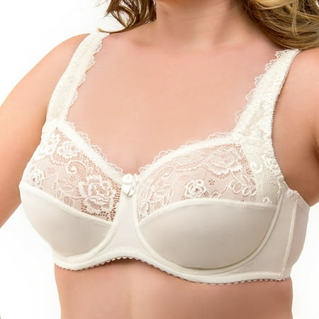 

Full Coverage Underwire Bra Comfort Minimizer Non-padded Wide Straps Support Panels Plus Size 34 36 38 40 42 / B C D E F G ( 40G Ivory)