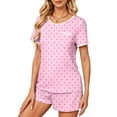 thumbnail image 4 of UVN Pajamas Sets for Women 2 Piece Lounge Set Short Sleeve Tops and Shorts Soft Pj Set Sleepwear Loungewear, 4 of 9