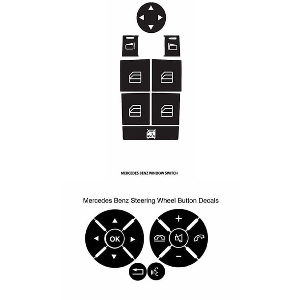 Speravity Reutilizable Car Auto Window Control y Radio Botones Cover Trim Sticker Kit para W204 C250 C300 C350 Automoción decorativa y accesorios