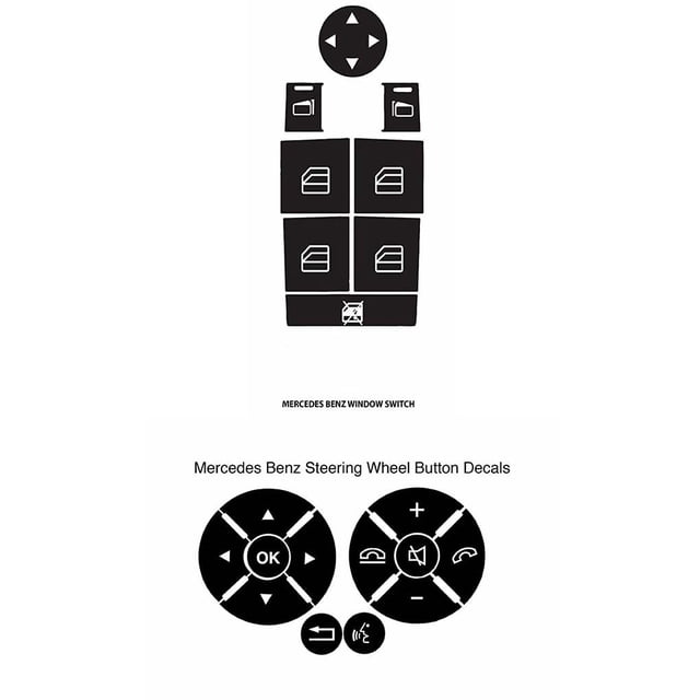 Speravity Reutilizable Car Auto Window Control y Radio Botones Cover Trim Sticker Kit para W204 C250 C300 C350 Automoción decorativa y accesorios