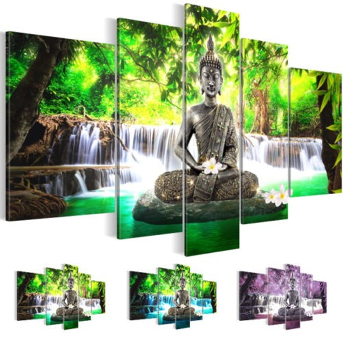 5 Panels Unframed Buddhist Oil Printed Painting Canvas Painting Buddha ...