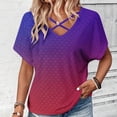 thumbnail image 6 of LEBONYARD Tops for Women 2024,Women's Fashion Solid Color Short-sleeved V-neck Loose Casual Tops Purple S, 6 of 8