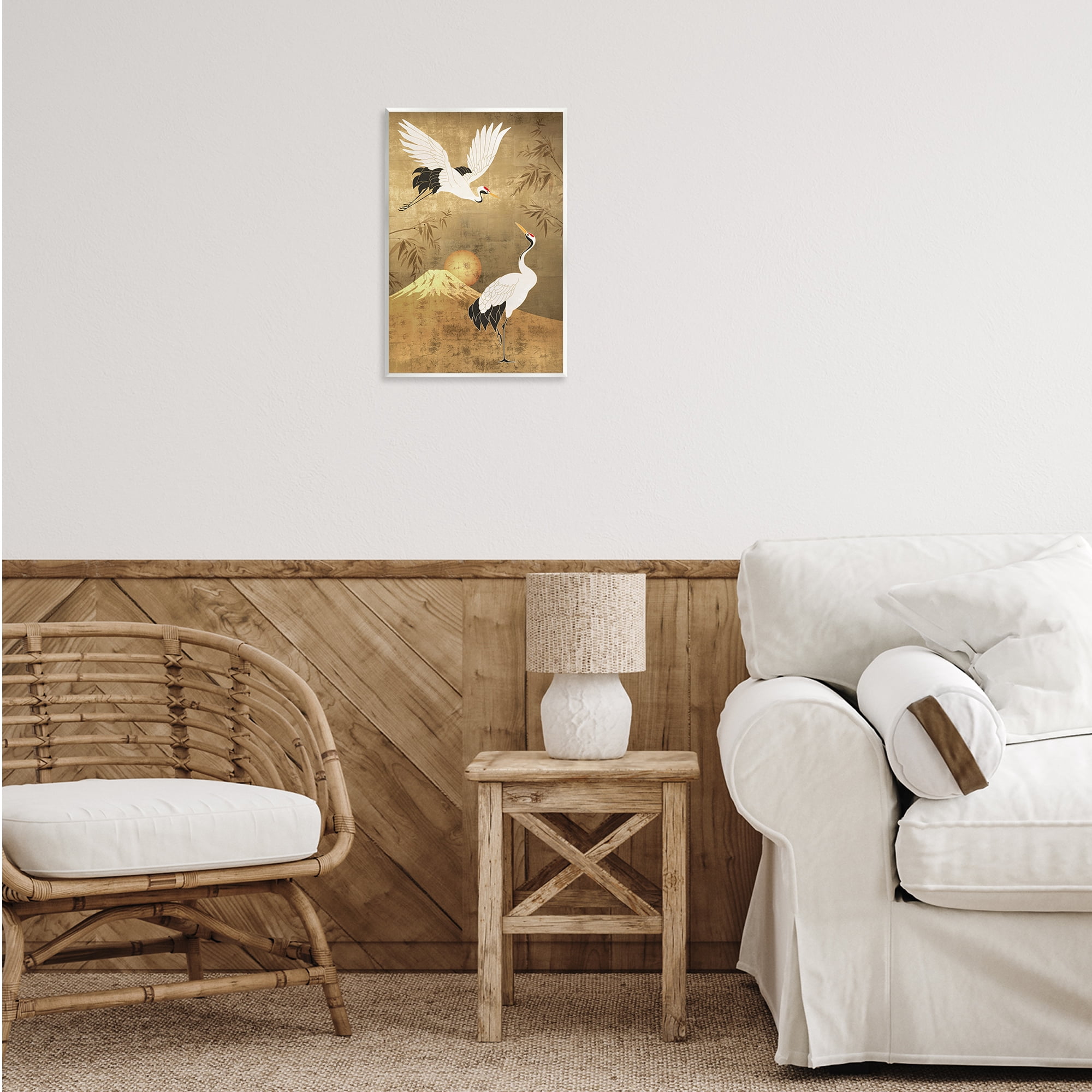 Stupell Industries Traditional Cranes & Mountain Animals Painting Unframed Art Print Wall Art, 13 x 19