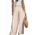 thumbnail image 2 of Women Wide Leg Pants High Waisted Trousers Linen Lounge Beach Cover Ups Flowy Pants XXL, 2 of 7