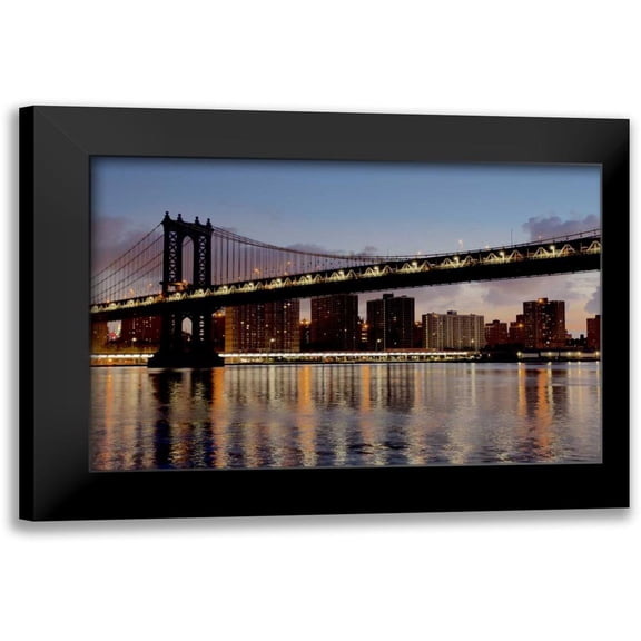 Blaustein, Alan 14x11 Black Modern Framed Museum Art Print Titled - Manhattan Bridge at Dawn