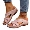 thumbnail image 2 of longantii Womens Orthopedic Sandals Slip on Non Slip Arch Support Flat Wedge Sandals Breathable Beach Slippers 2026 New Beach Vacation Orthopedic Shoes Pink, 2 of 6