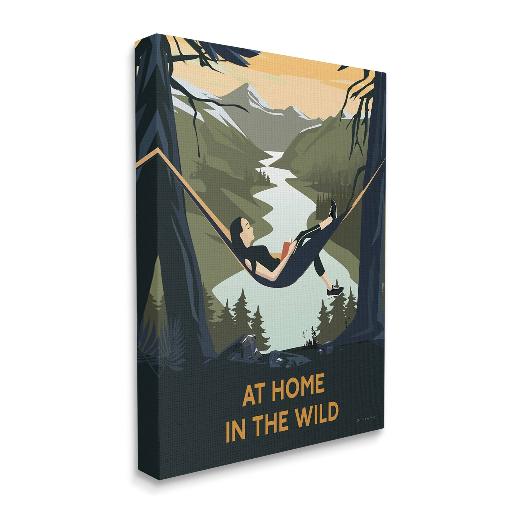 Stupell Industries Home In Wild Mountainside River Landscape Hammock Girl Canvas Wall Art, 24 x 30, Design by Omar Escalante