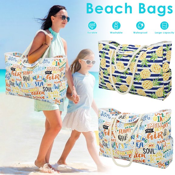 Large Capacity Beach Bag Shoulder Tote Handbag,Waterproof Beach Oxford Cloth Tote Pool Bags for Women,Extra Large Gym Tote Carry On Bag for Weekender Travel