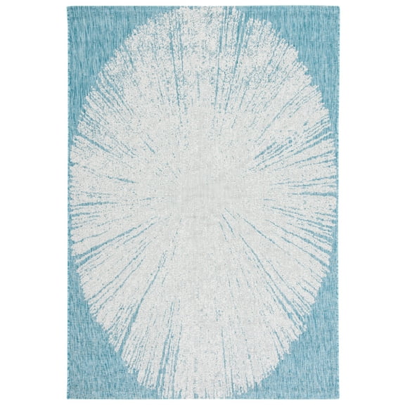 SAFAVIEH Courtyard Jaymz Radiant Indoor/Outdoor Area Rug, Beige/Aqua, 9' x 12'