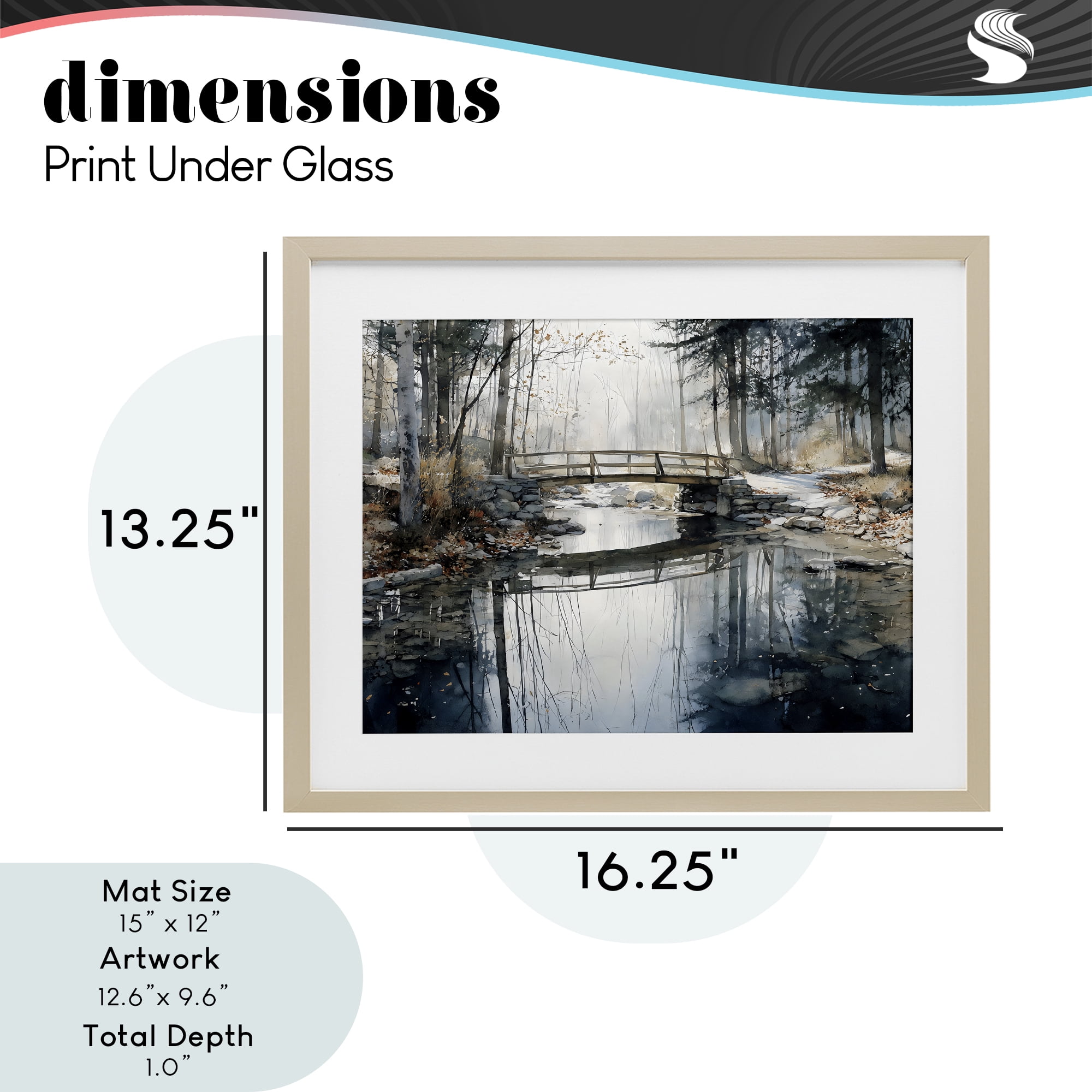 Stupell Industries Stone Bridge over Stream Birch Framed Print Under Glass, design by Franklyn Gregory