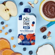 Once Upon a Farm Organic Refrigerated Baby Food Fruit & Veggie Blend Apple, Sweet Potato, Blueberry & Coconut Milk, 3.2oz Pouch