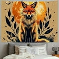 thumbnail image 2 of Creowell  Fox Rabbit Tapestry Moon Phase Tapestry Animal Plant Tapestries Aesthetic Orange Tapestry Trippy Nature Tapestry Wall Hanging for Room  40x60inch, 2 of 6