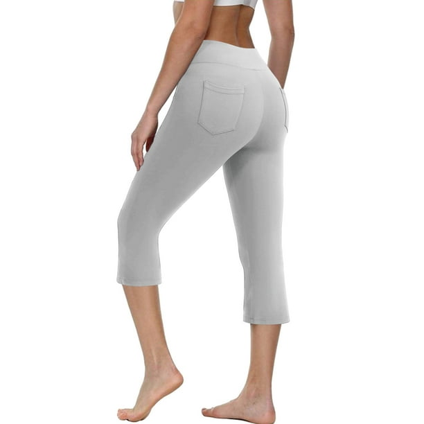 Aayomet Womens Yoga Pants Pockets High Waist Workout Pants Casual Trousers  Crazy Yoga Pants 23 (Gray, L) 