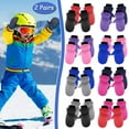 thumbnail image 2 of WTXUE Kids Snow Gloves 2 Pair Gloves & Mittens Winter Gloves Full Girls Outdoors Boys 2Pairs Children Gloves Winter Gloves Warm Skiing Mittens Kids Water-Proof Finger Gloves | Color F, 2 of 2
