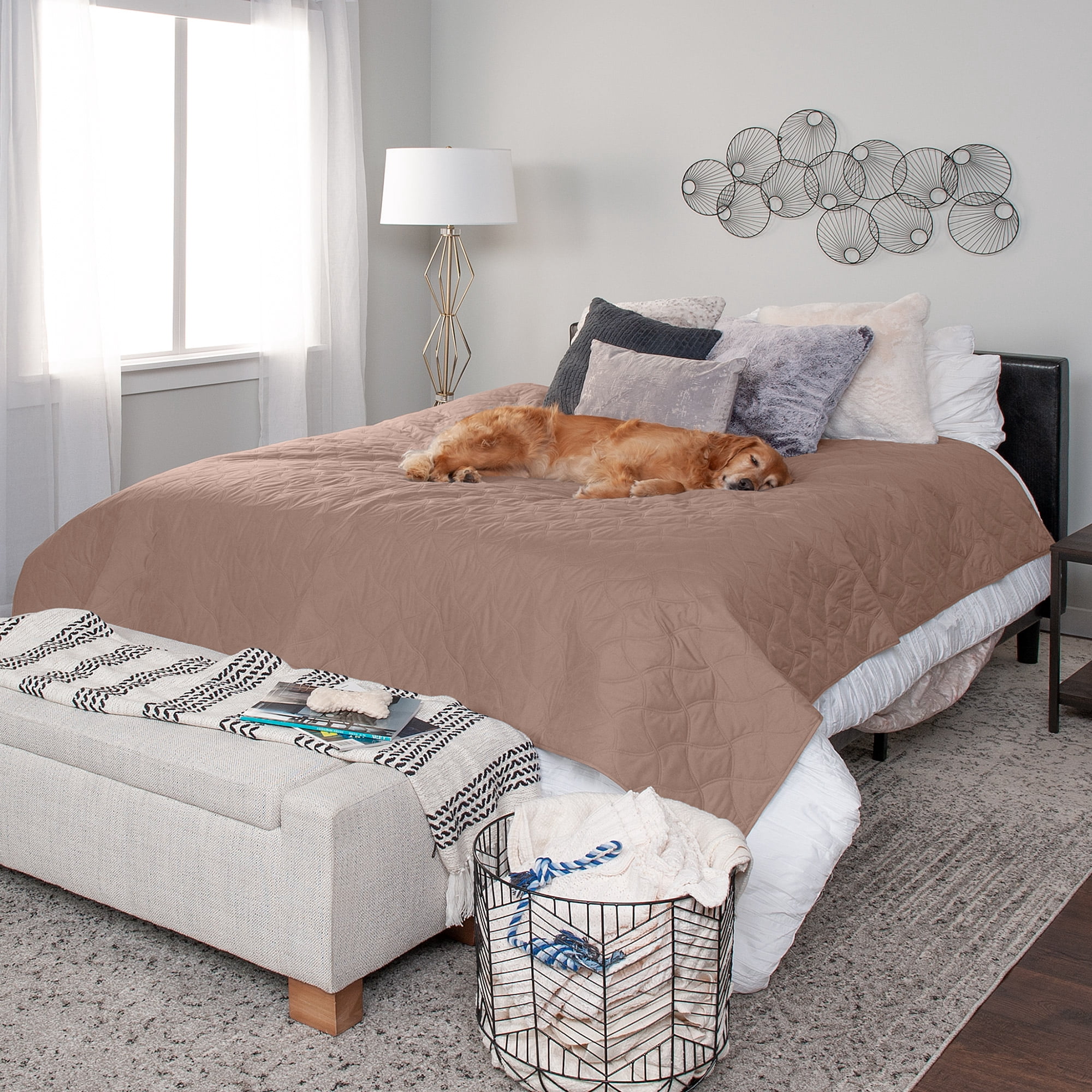 FurHaven Quilted Twill Waterproof Bed & Furniture Protector, Brownstone, Large/Queen, 1 Count
