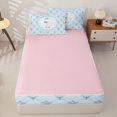 thumbnail image 4 of Manfei Cartoon Coquette Bowknot Zipper Twin Comforter Sets with Fitted Sheet and 2 Pillowcases,Lovely Wildlife Goose Zipper Bedding Set,Pink Reversible,4 Pieces, 4 of 7