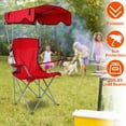 thumbnail image 4 of TeqHome Folding Camping Chair with Canopy 330lbs Capacity 600D Oxford Portable Camping Chair with Cup Holder Red, 4 of 10