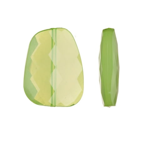 Large Faceted Flat Acrylic Beads, Rounded Faceted Puffed Flat Trapezoid, Clear Green, 40x30mm Sold per pkg of 12 ()
