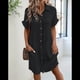 thumbnail image 4 of Vestido Túnica Holgado Informal de Verano para Mujer, de Algodón y , con Cuello en V, Botones y Corta, Color Negro, Talla XXL, 4 of 7